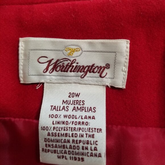 Worthington Womens Suit Blazer Size 20W Wool Red 3 Button Long Sleeve Vintage - Picture 5 of 11